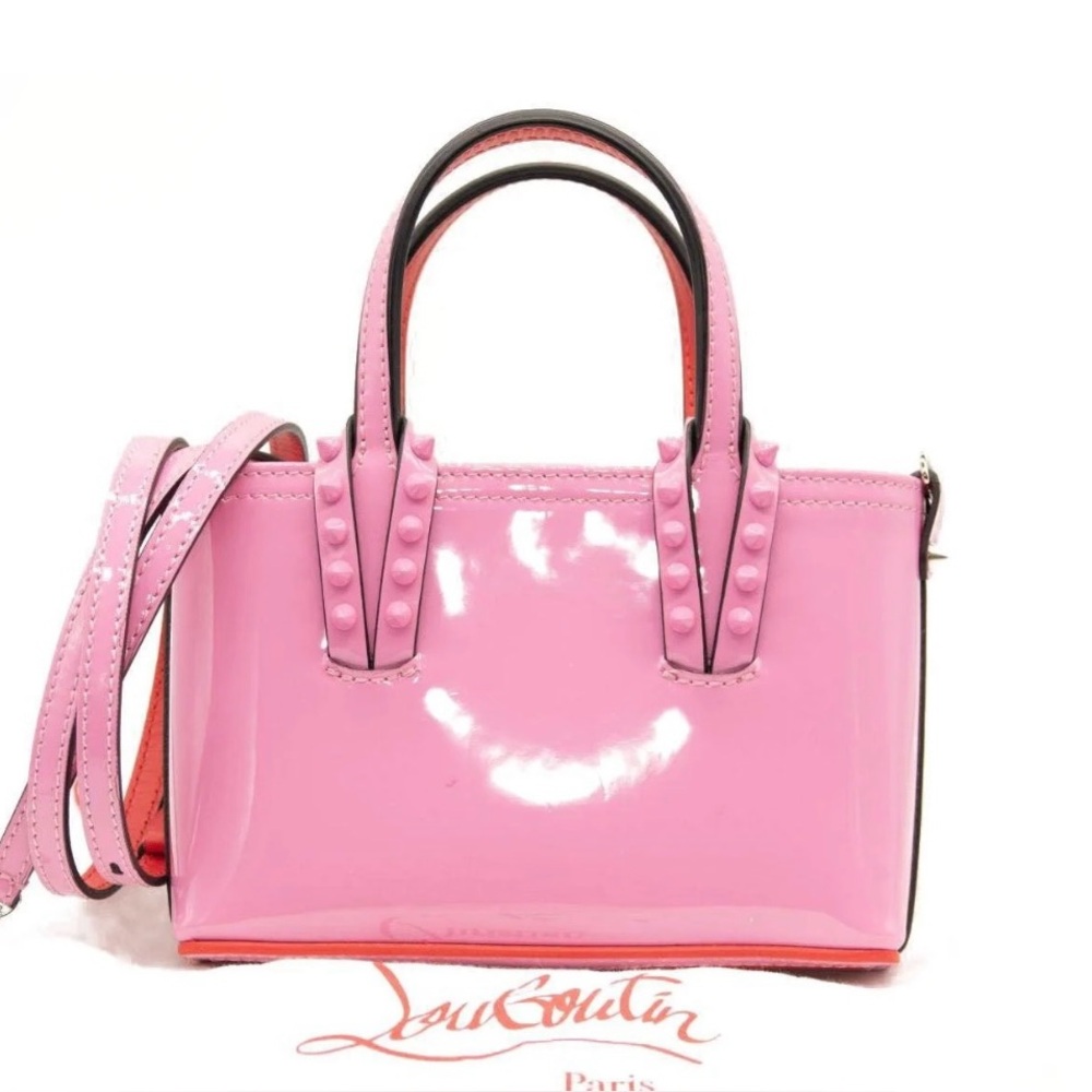 Christian Louboutin patent leather pink nano cabata mini tote